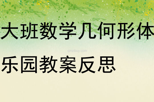 大班數學幾何形體樂園教案反思