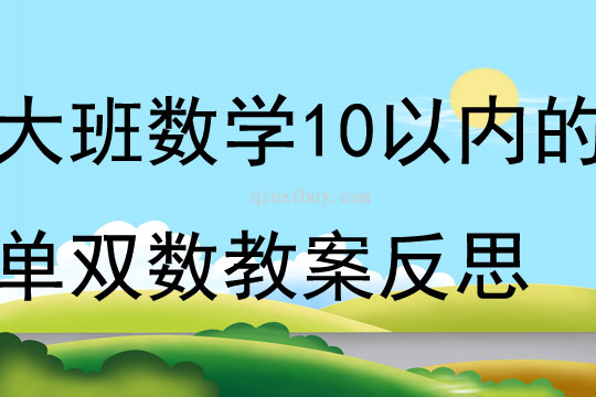 大班數(shù)學(xué)優(yōu)質(zhì)課10以內(nèi)的單雙數(shù)教案反思