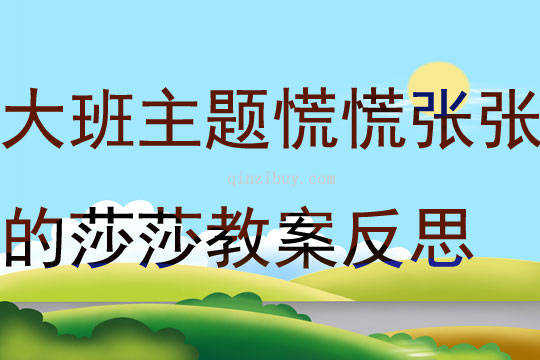 大班主題慌慌張張的莎莎教案反思