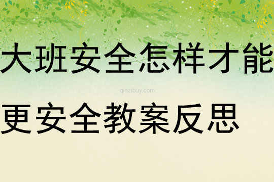 大班安全怎樣才能更安全教案反思