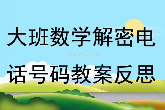 大班數學公開課解密電話號碼教案反思
