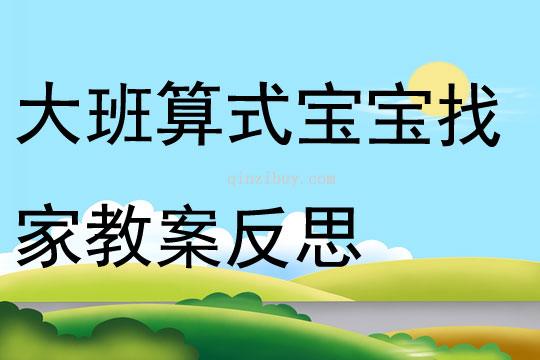 大班數學活動算式寶寶找家教案反思