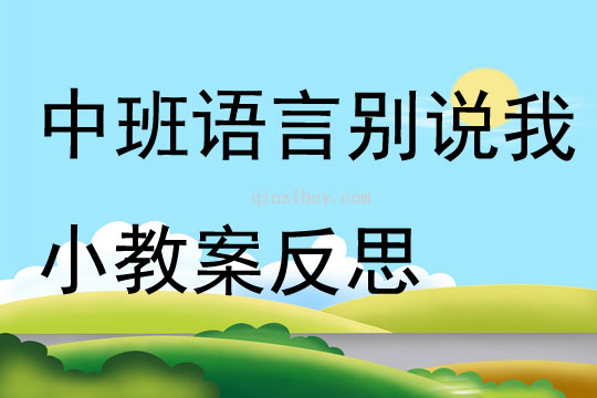 中班語言優質課別說我小教案反思
