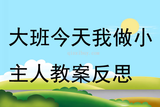 大班社會(huì)今天我做小主人教案反思