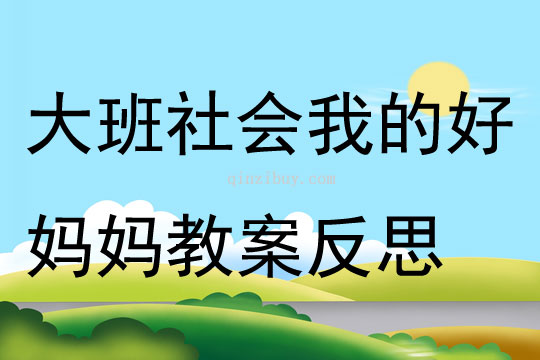 大班社會活動我的好媽媽教案反思