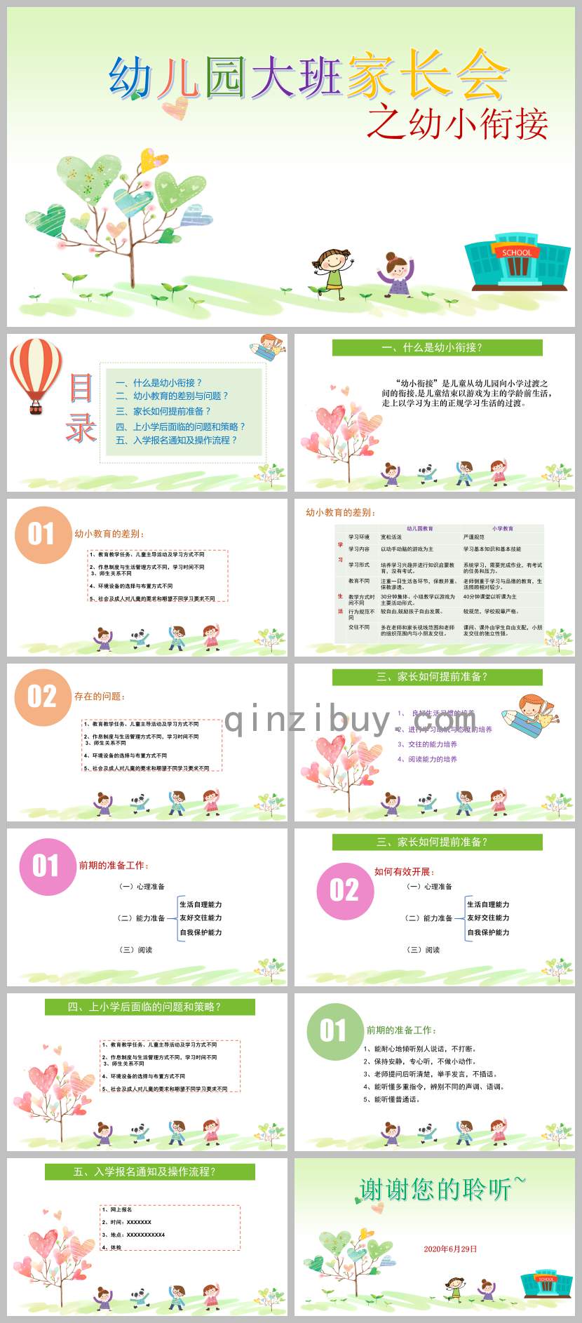 幼兒園大班家長會幼小銜接PPT課件