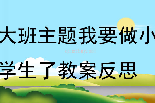 大班主題我要做小學生了教案反思