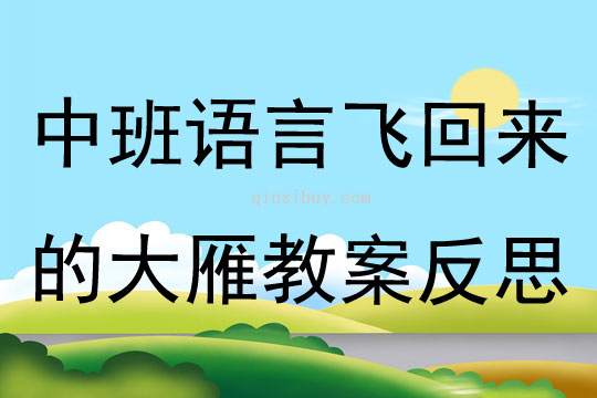 中班語言飛回來的大雁教案反思