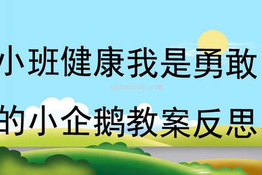 小班健康我是勇敢的小企鵝教案反思