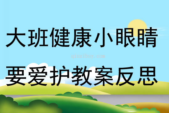 大班健康小眼睛要愛護教案反思
