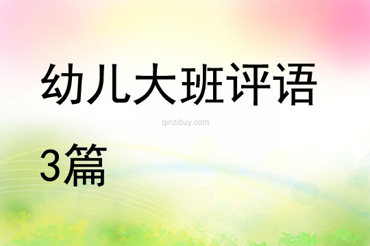 幼兒大班評語3篇