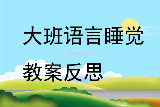 大班語言睡覺教案反思