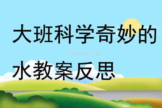 大班科學優質課奇妙的水教案反思