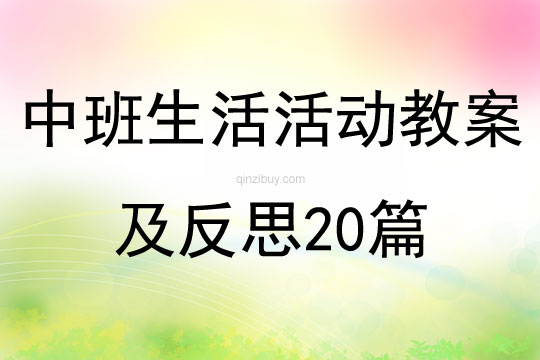 中班生活活動教案及反思20篇