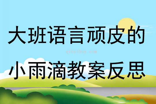 大班語言優質課頑皮的小雨滴教案反思