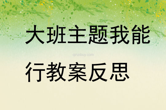 大班主題公開課我能行教案反思