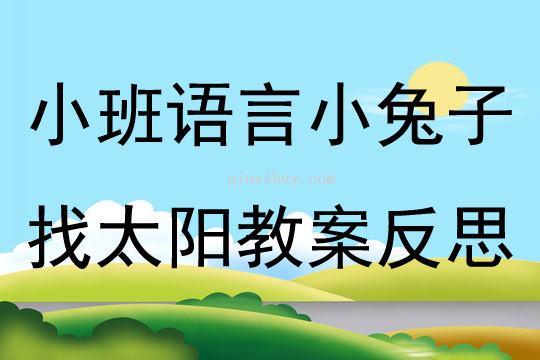幼兒園小班語言公開課小兔子找太陽教案反思