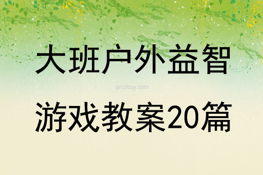 大班戶外益智游戲教案20篇