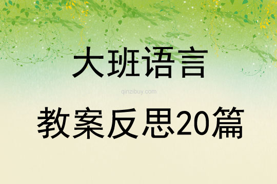大班語言教案反思20篇