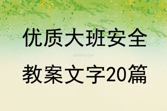 優質大班安全教案文字20篇