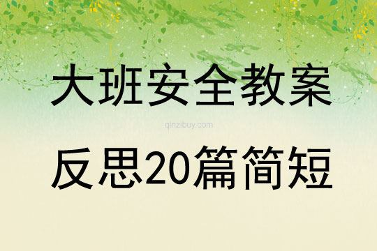 大班安全教案反思20篇簡短