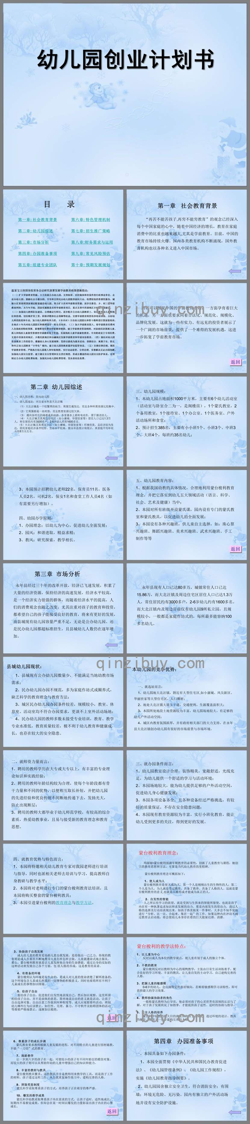 幼兒園創業計劃書PPT課件