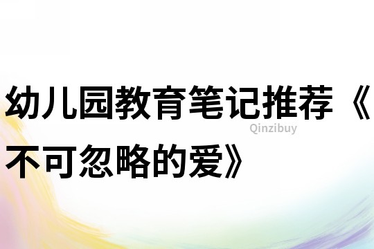 幼兒園教育筆記推薦《不可忽略的愛》