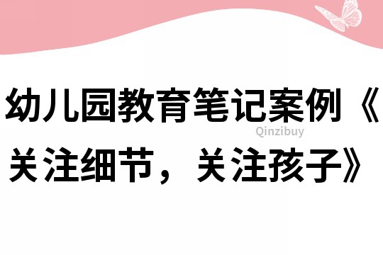 幼兒園教育筆記案例《關注細節，關注孩子》