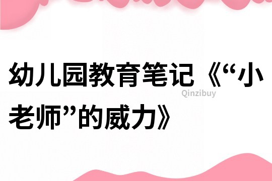 幼兒園教育筆記《“小老師”的威力》