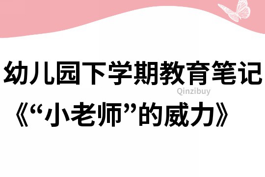 幼兒園下學期教育筆記《“小老師”的威力》