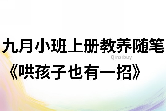九月小班上冊教養隨筆《哄孩子也有一招》