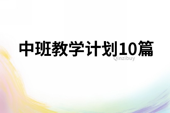 中班教學計劃10篇