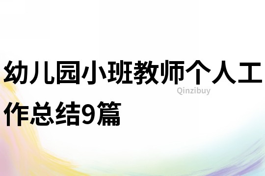 幼兒園小班教師個人工作總結9篇