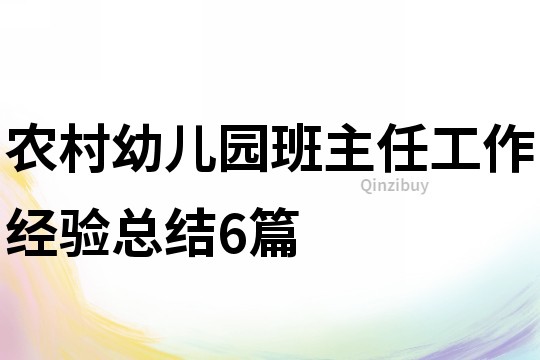 農村幼兒園班主任工作經驗總結6篇