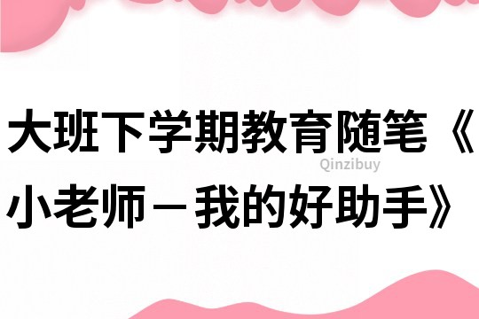 大班下學期教育隨筆《小老師－我的好助手》