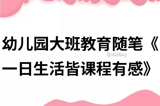 幼兒園大班教育隨筆《一日生活皆課程有感》