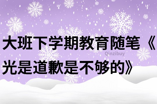 大班下學期教育隨筆《光是道歉是不夠的》