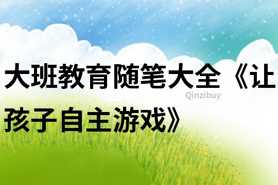 大班教育隨筆大全《讓孩子自主游戲》