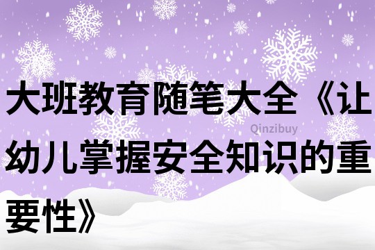 大班教育隨筆大全《讓幼兒掌握安全知識的重要性》