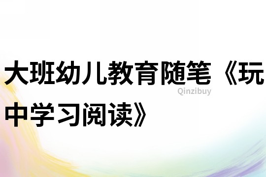 大班幼兒教育隨筆《玩中學習閱讀》
