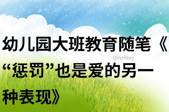 幼兒園大班教育隨筆《“懲罰”也是愛的另一種表現》