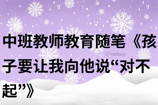 中班教師教育隨筆《孩子要讓我向他說“對不起”》