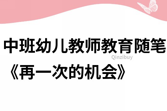 中班幼兒教師教育隨筆《再一次的機會》