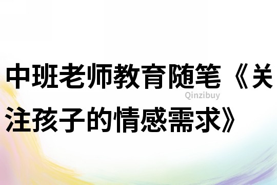 中班老師教育隨筆《關注孩子的情感需求》