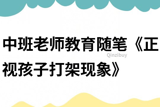 中班老師教育隨筆《正視孩子打架現象》