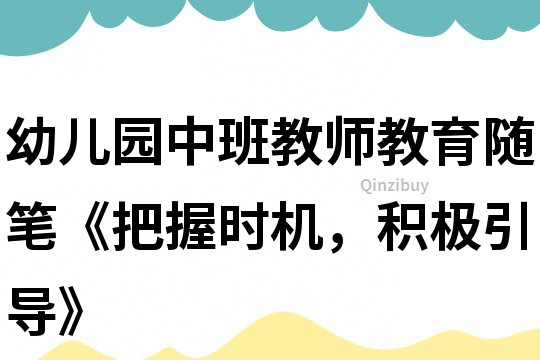 幼兒園中班教師教育隨筆《把握時機，積極引導》