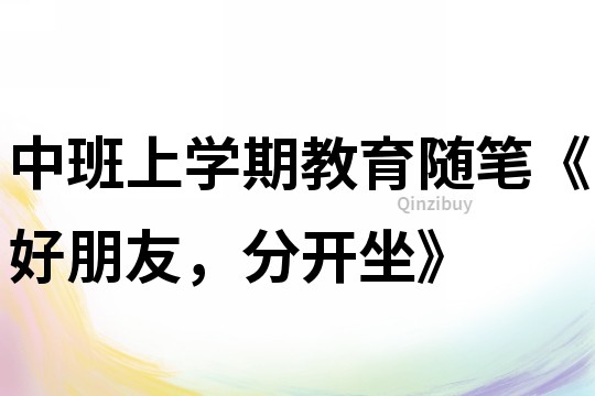 中班上學期教育隨筆《好朋友，分開坐》