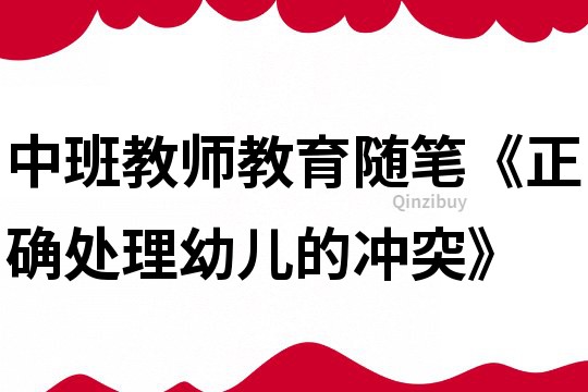 中班教師教育隨筆《正確處理幼兒的沖突》