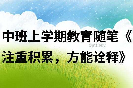 中班上學(xué)期教育隨筆《注重積累，方能詮釋》