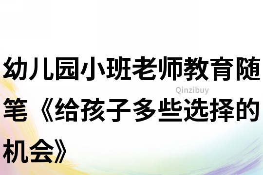 幼兒園小班老師教育隨筆《給孩子多些選擇的機會》